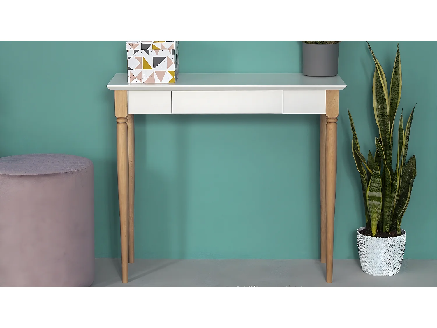 Bureau enfant en pin massif 85x40 blanc