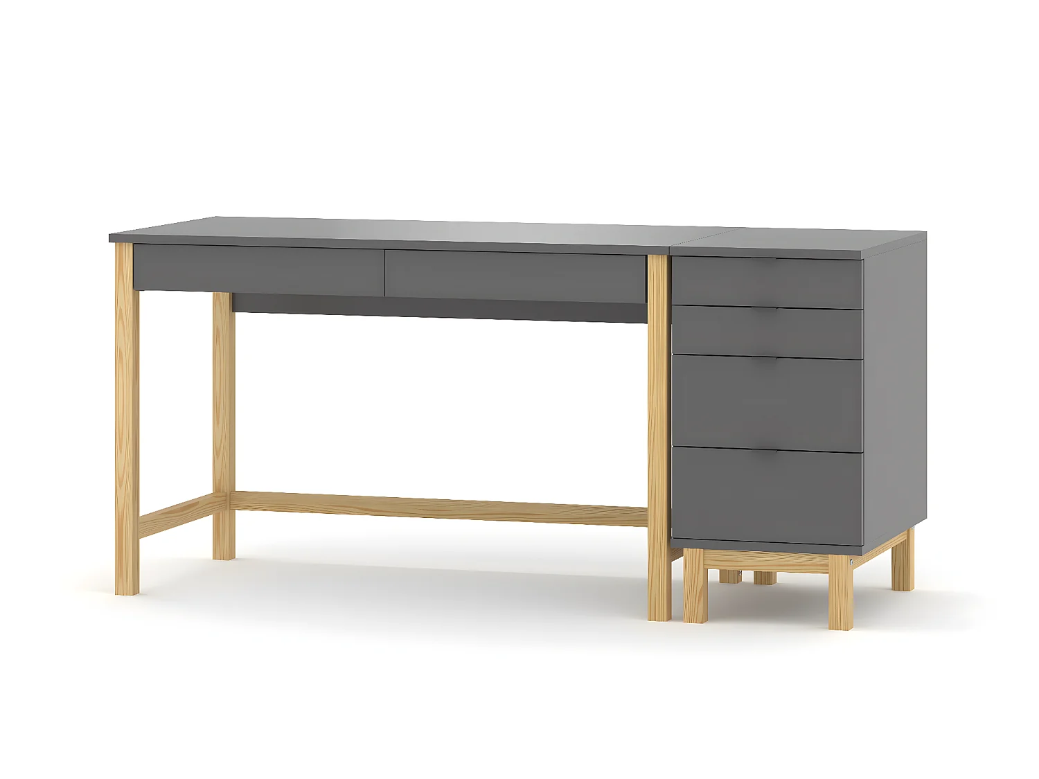 Bureau enfant en pin massif 120x60 gris foncé