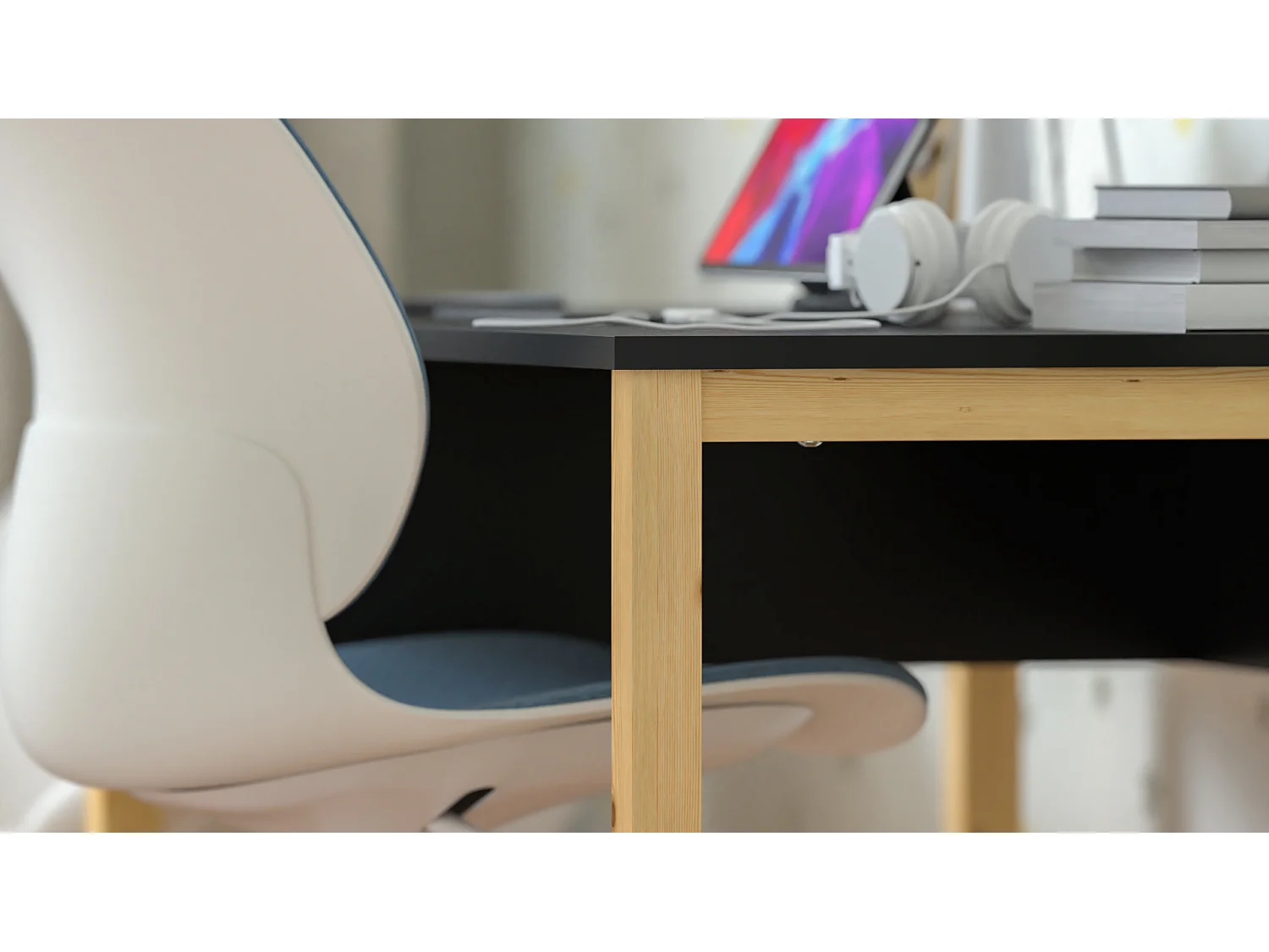 Bureau pour garçon en pin massif 120x60 noir