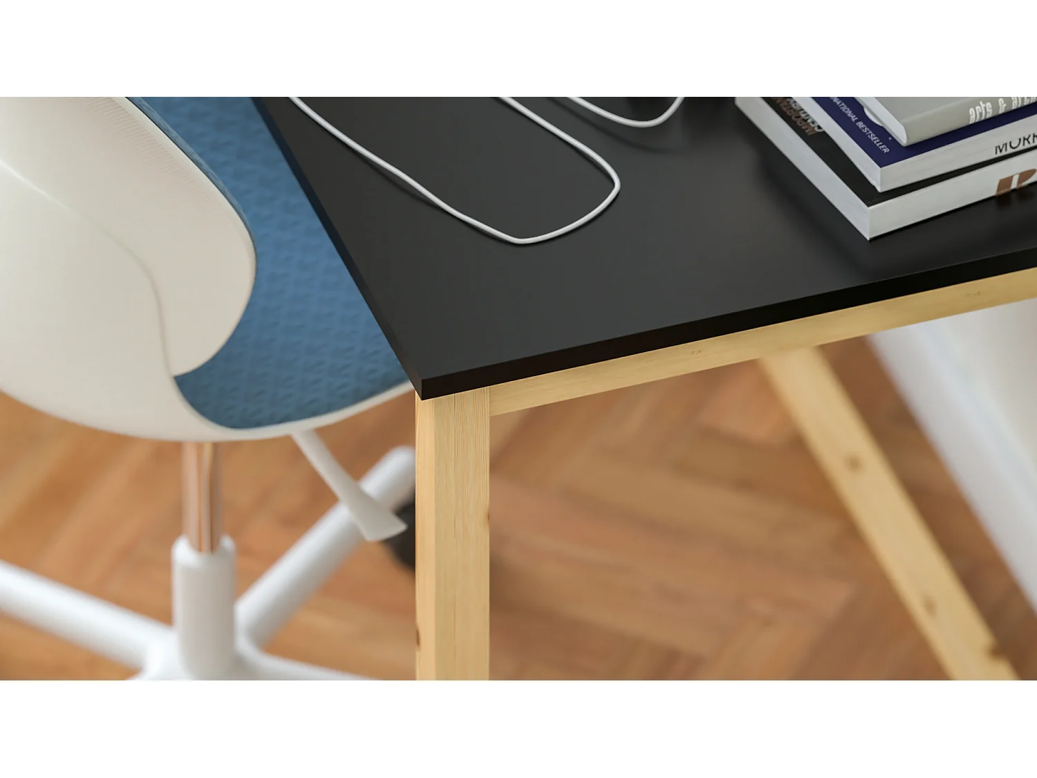 Bureau pour garçon en pin massif 120x60 noir