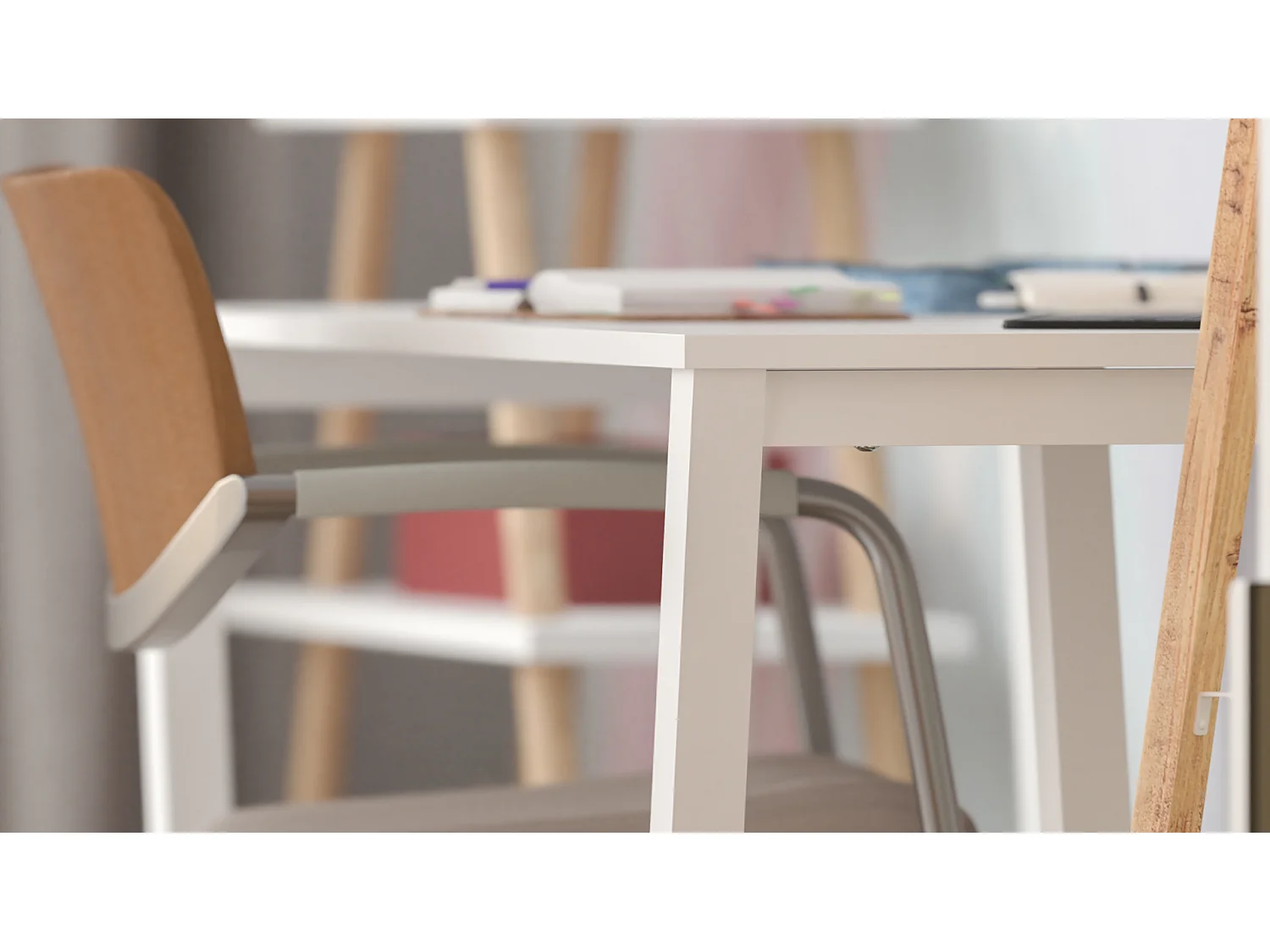 Bureau pour garçon en pin massif 120x60 blanc