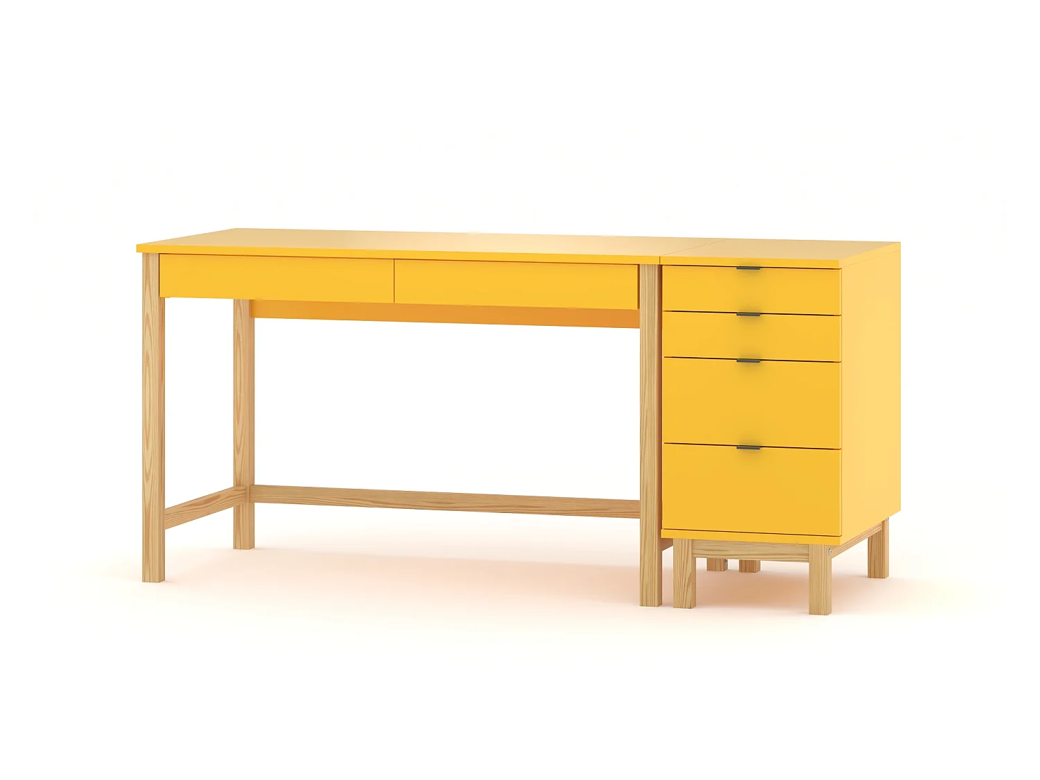 Bureau enfant en pin massif 120x60 jaune