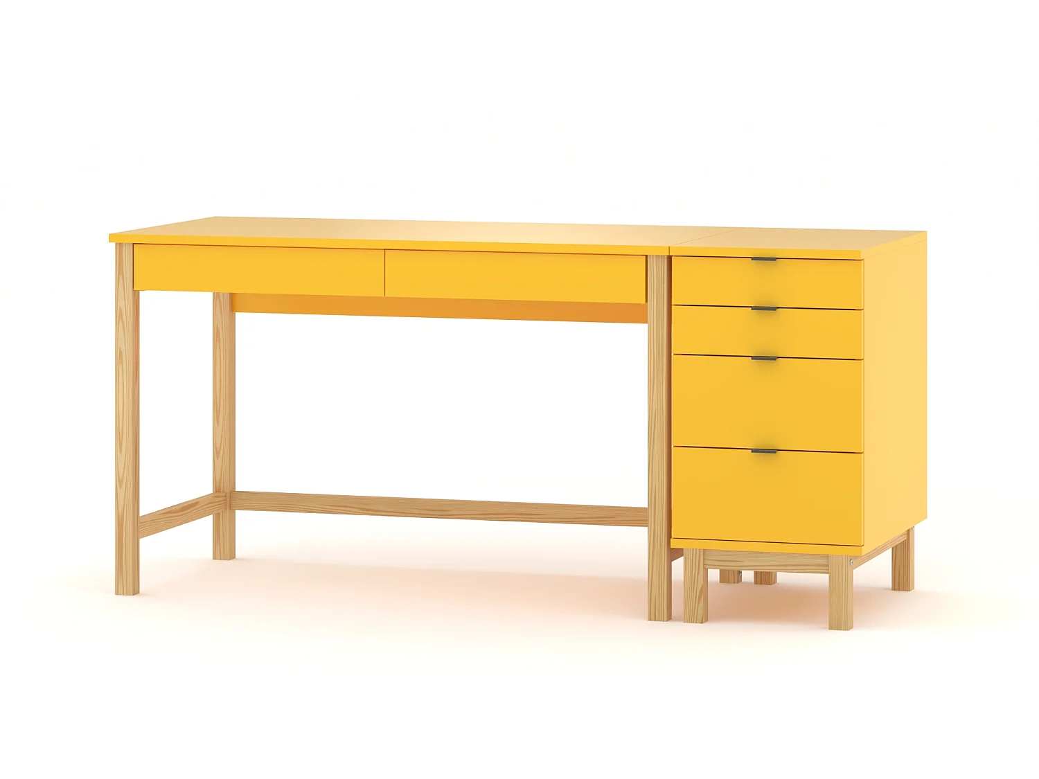 Bureau enfant en pin massif 120x60 jaune