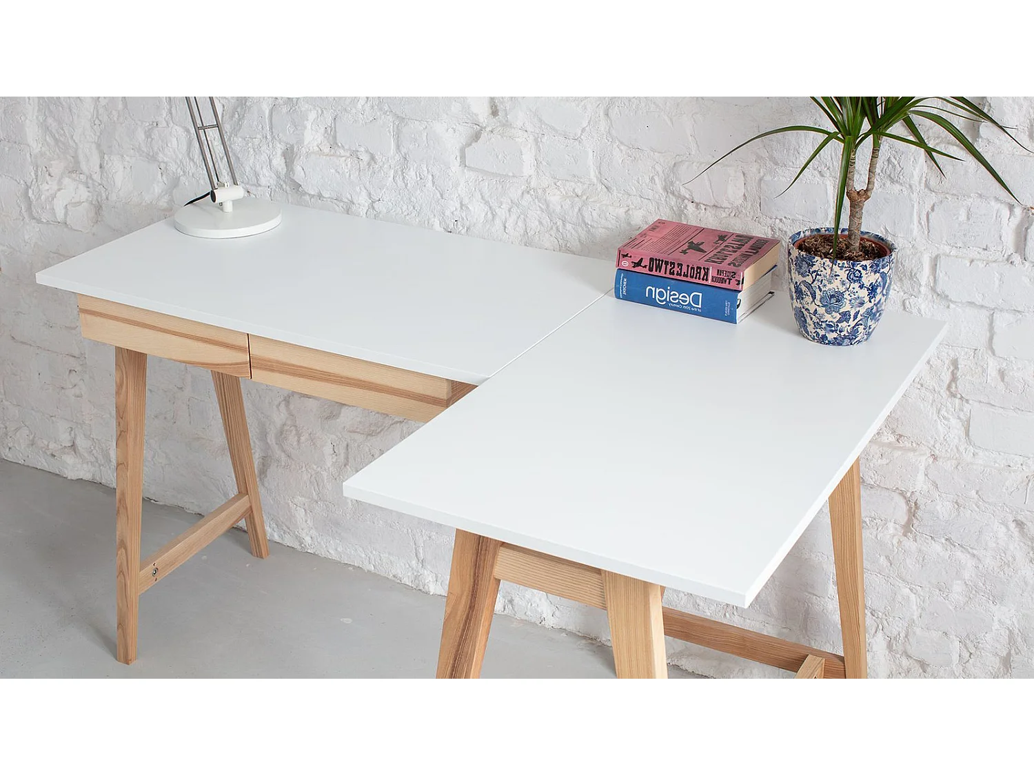 Bureau enfant en pin massif 115x85 blanc