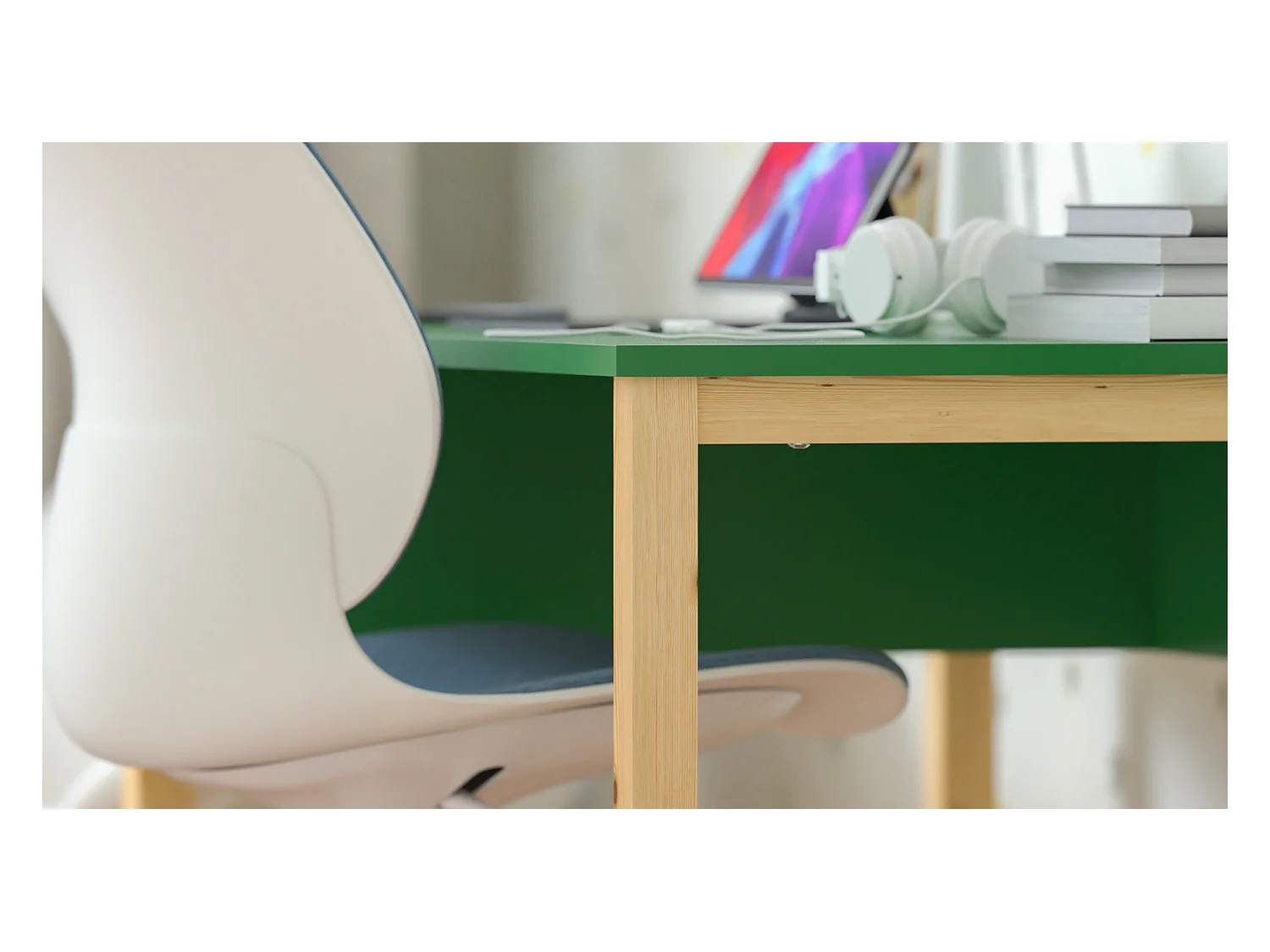 Bureau enfant en pin massif 120x60 vert