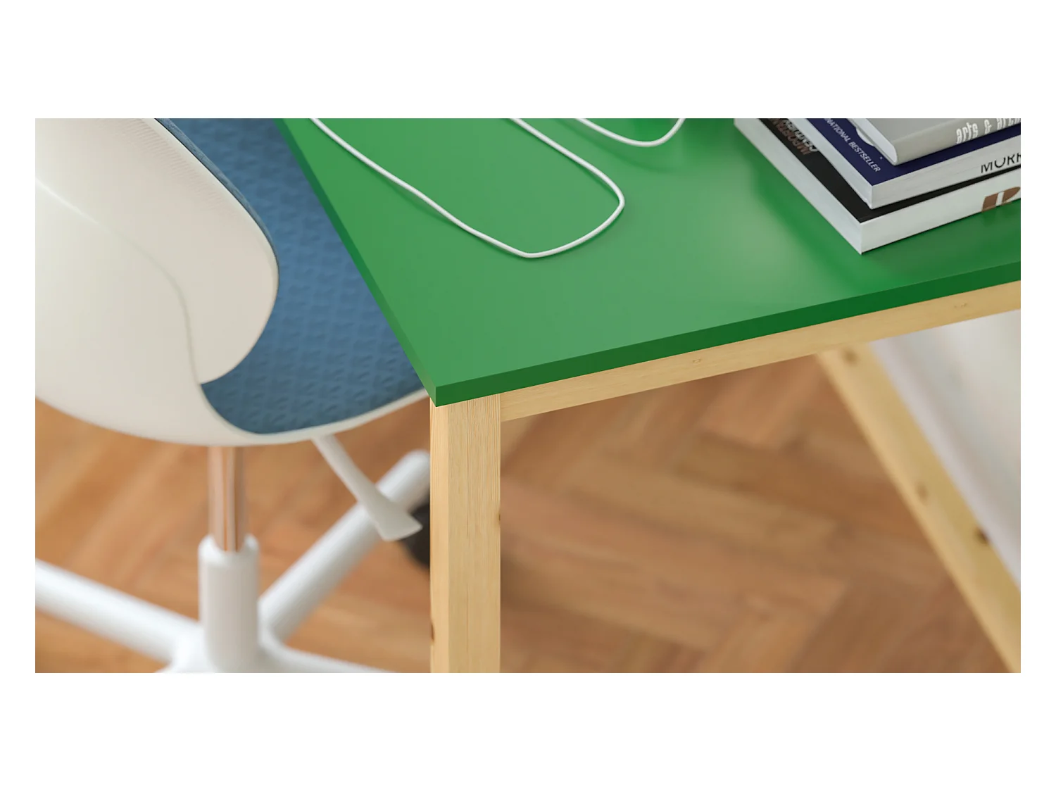 Bureau enfant en pin massif 120x60 vert