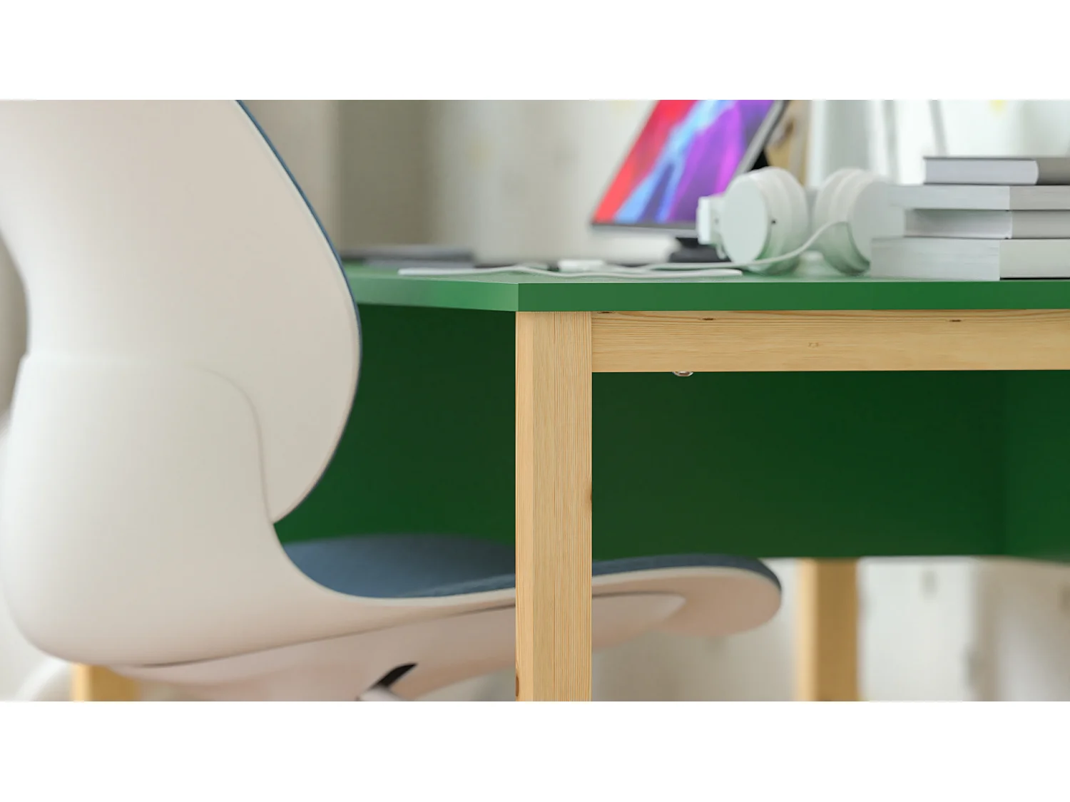 Bureau enfant en pin massif 120x60 vert