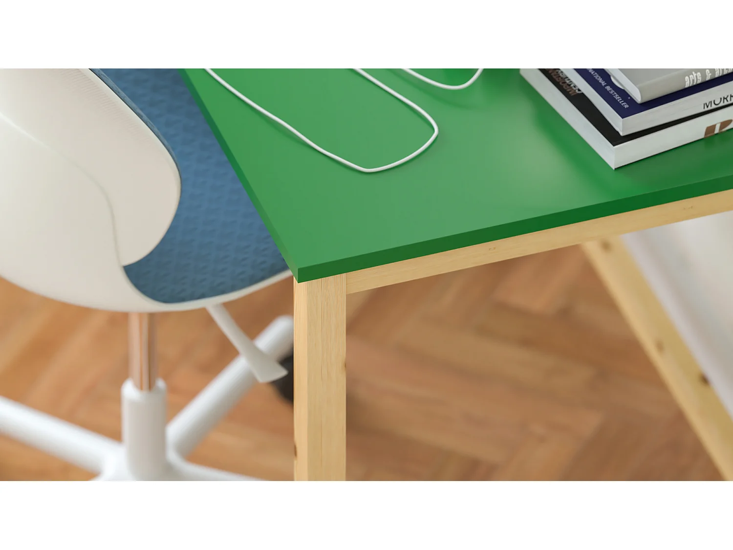 Bureau enfant en pin massif 120x60 vert