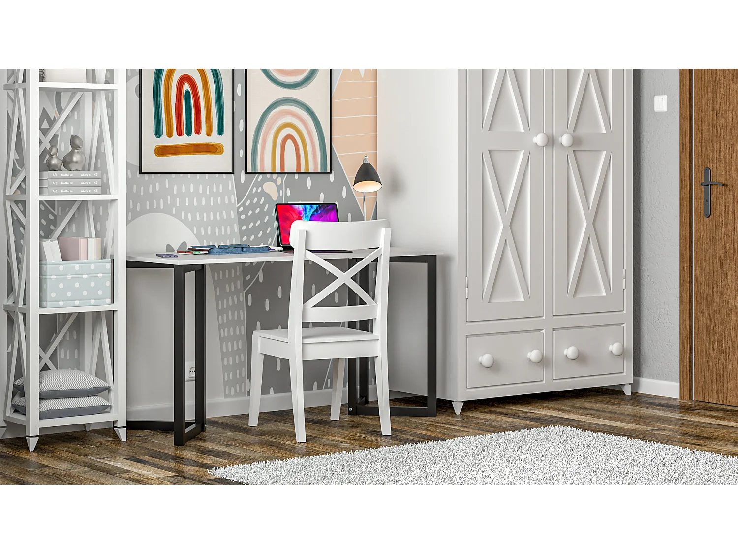 Bureau pour garçon en pin massif 120x60 noir