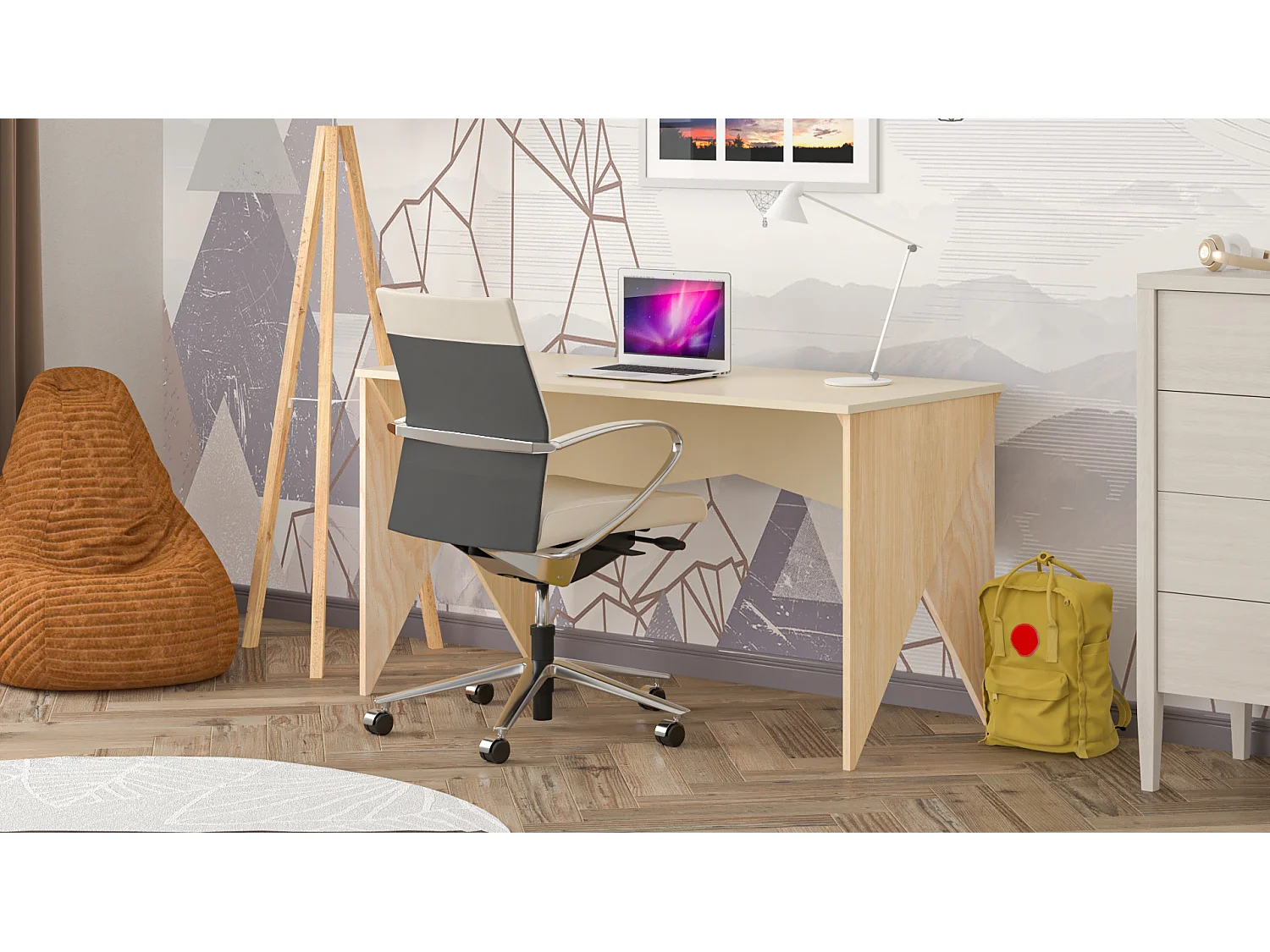 Bureau enfant en pin massif 120x60 vert