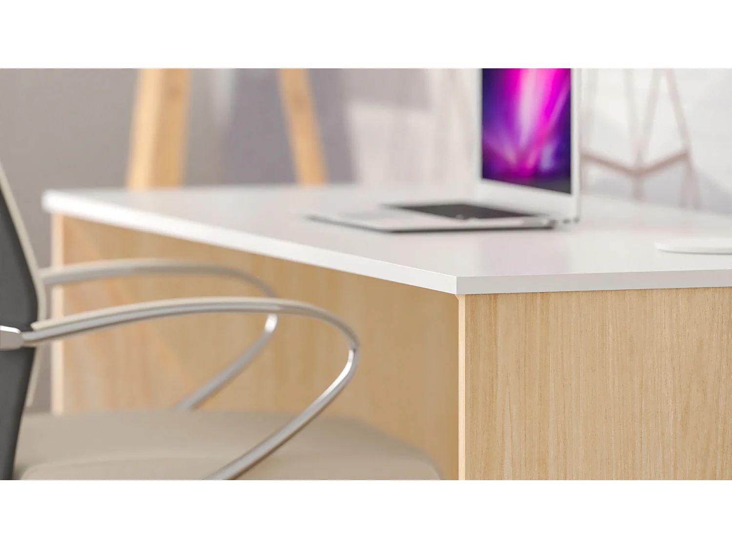 Bureau pour garçon en pin massif 120x60 blanc