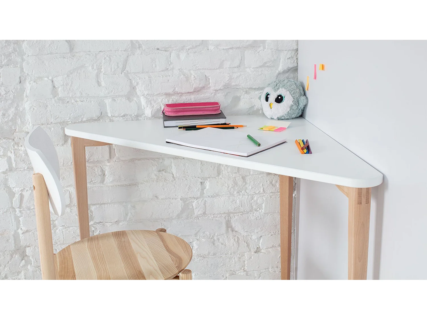 Bureau enfant en pin massif 114x85 blanc