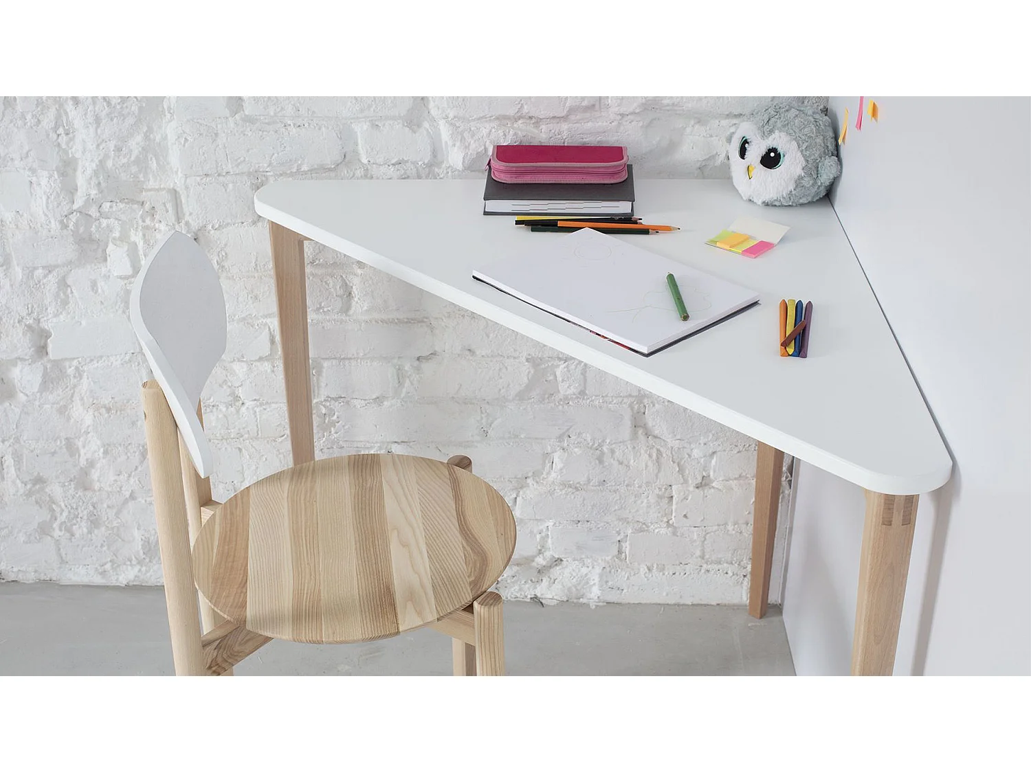 Bureau enfant en pin massif 114x85 blanc