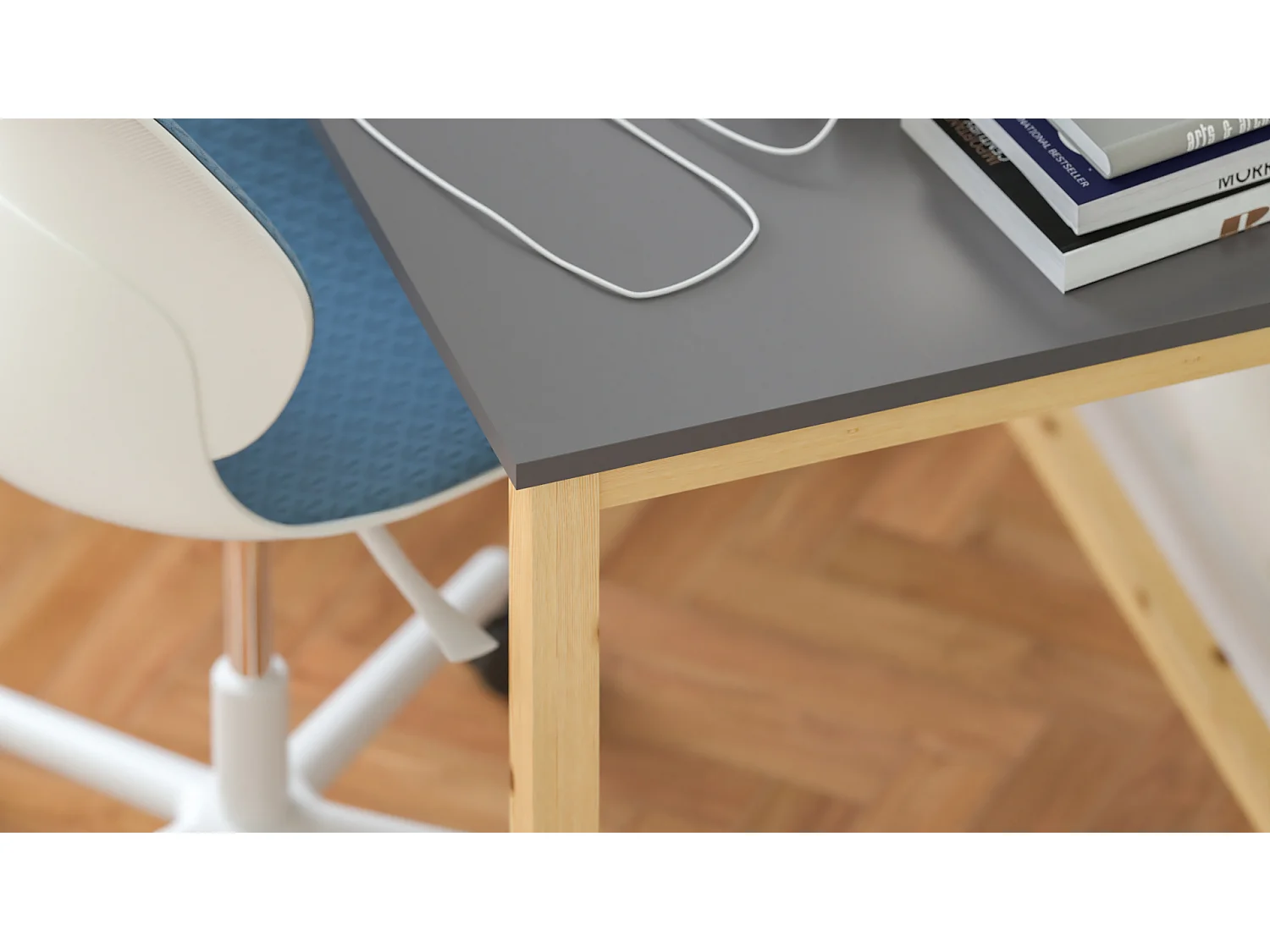 Bureau enfant en pin massif 120x60 gris foncé