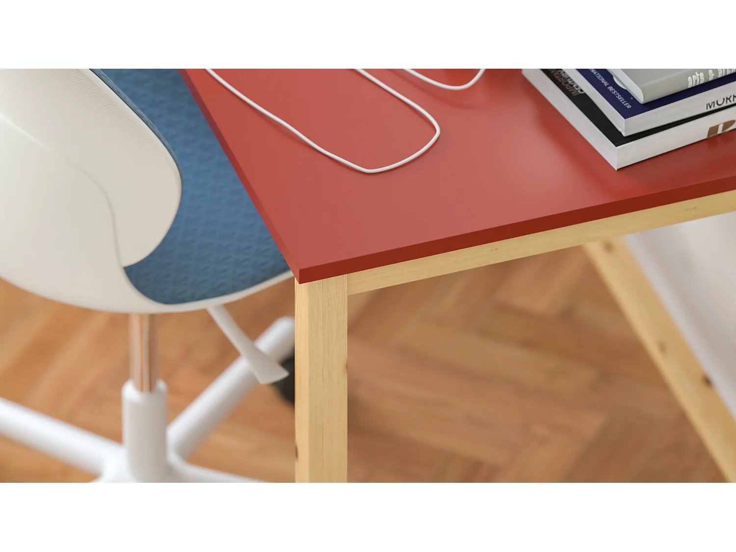 Bureau enfant en pin massif 120x60 rouge