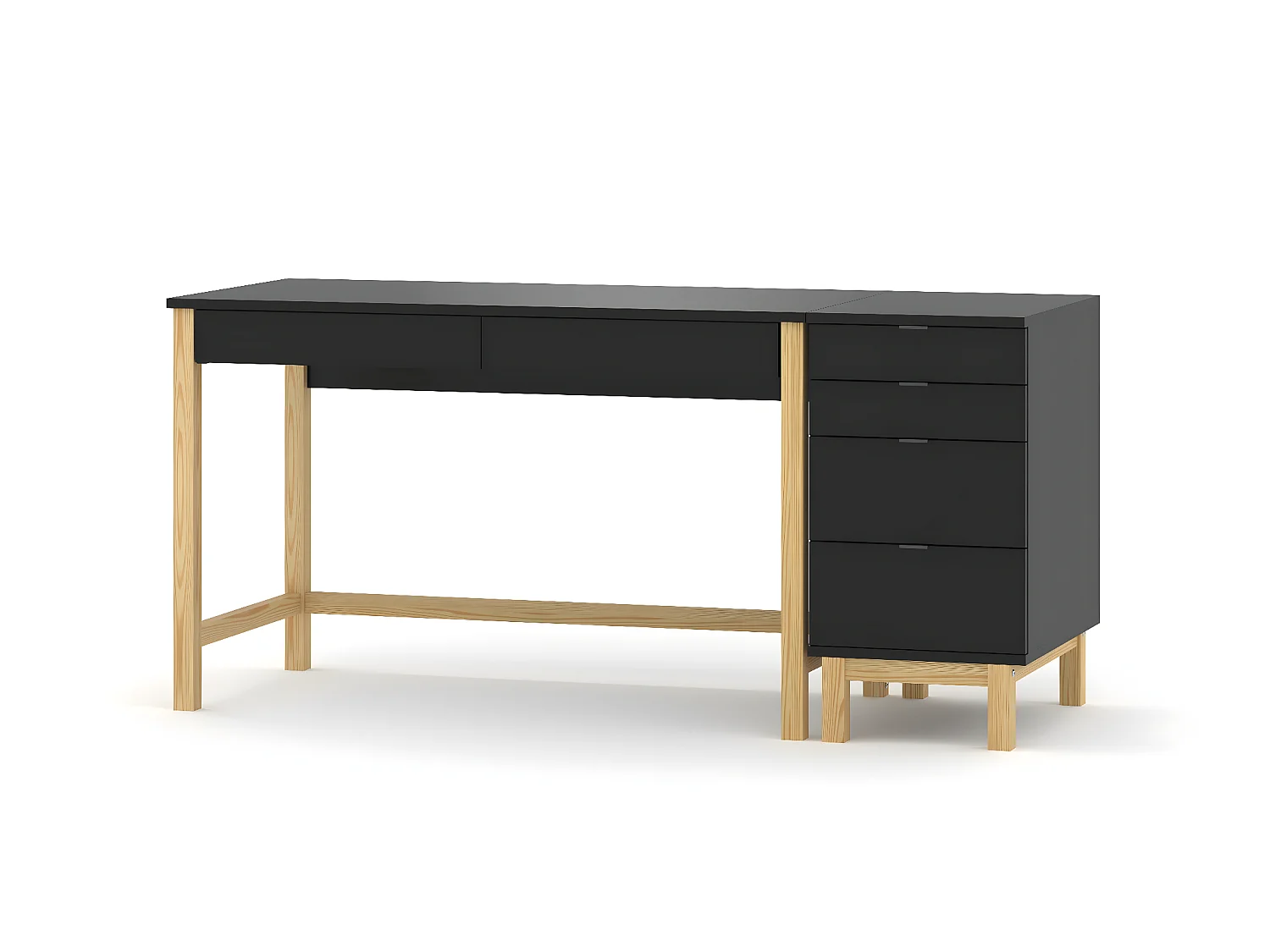 Bureau pour garçon en pin massif 120x60 noir