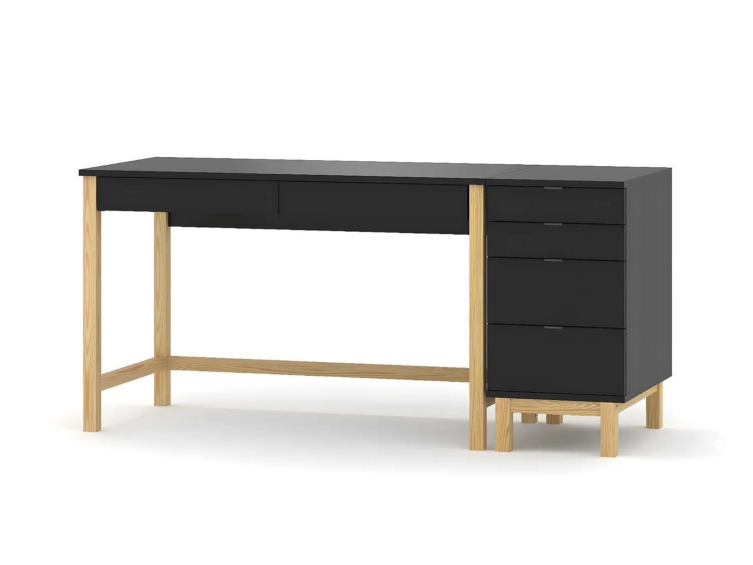 Bureau pour garçon en pin massif 120x60 noir