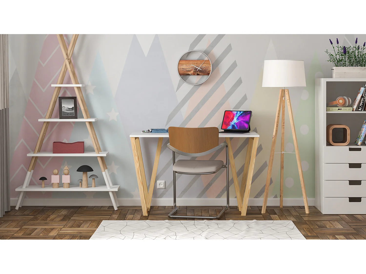 Bureau enfant en pin massif 120x60 naturel