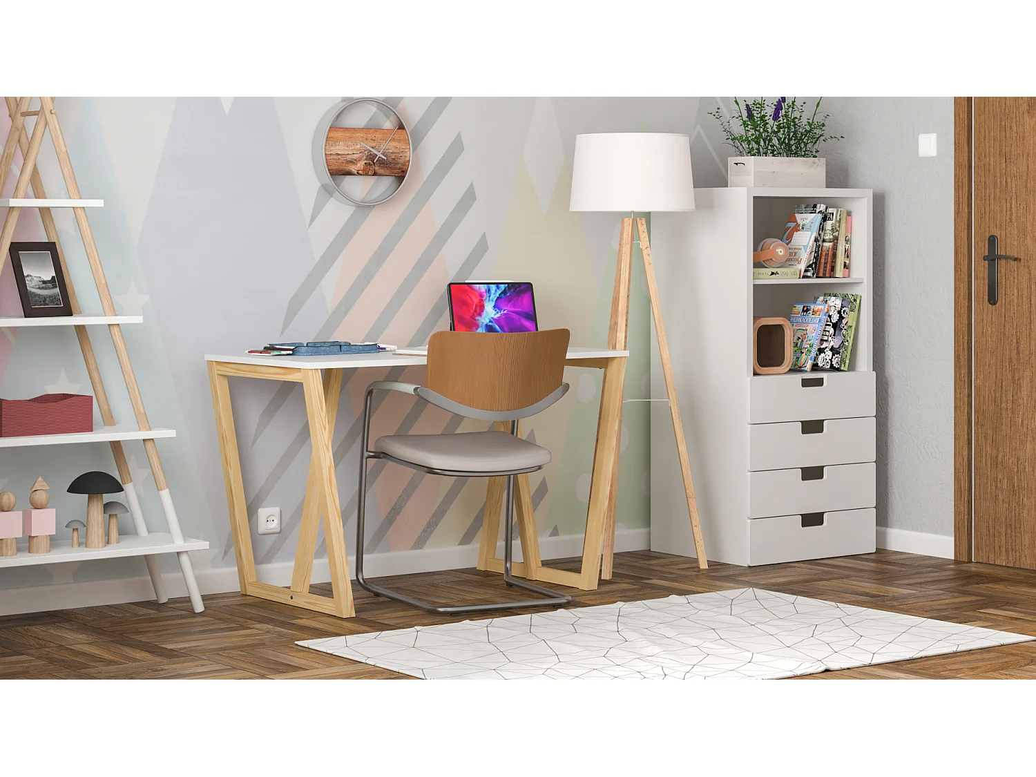 Bureau enfant en pin massif 120x60 naturel