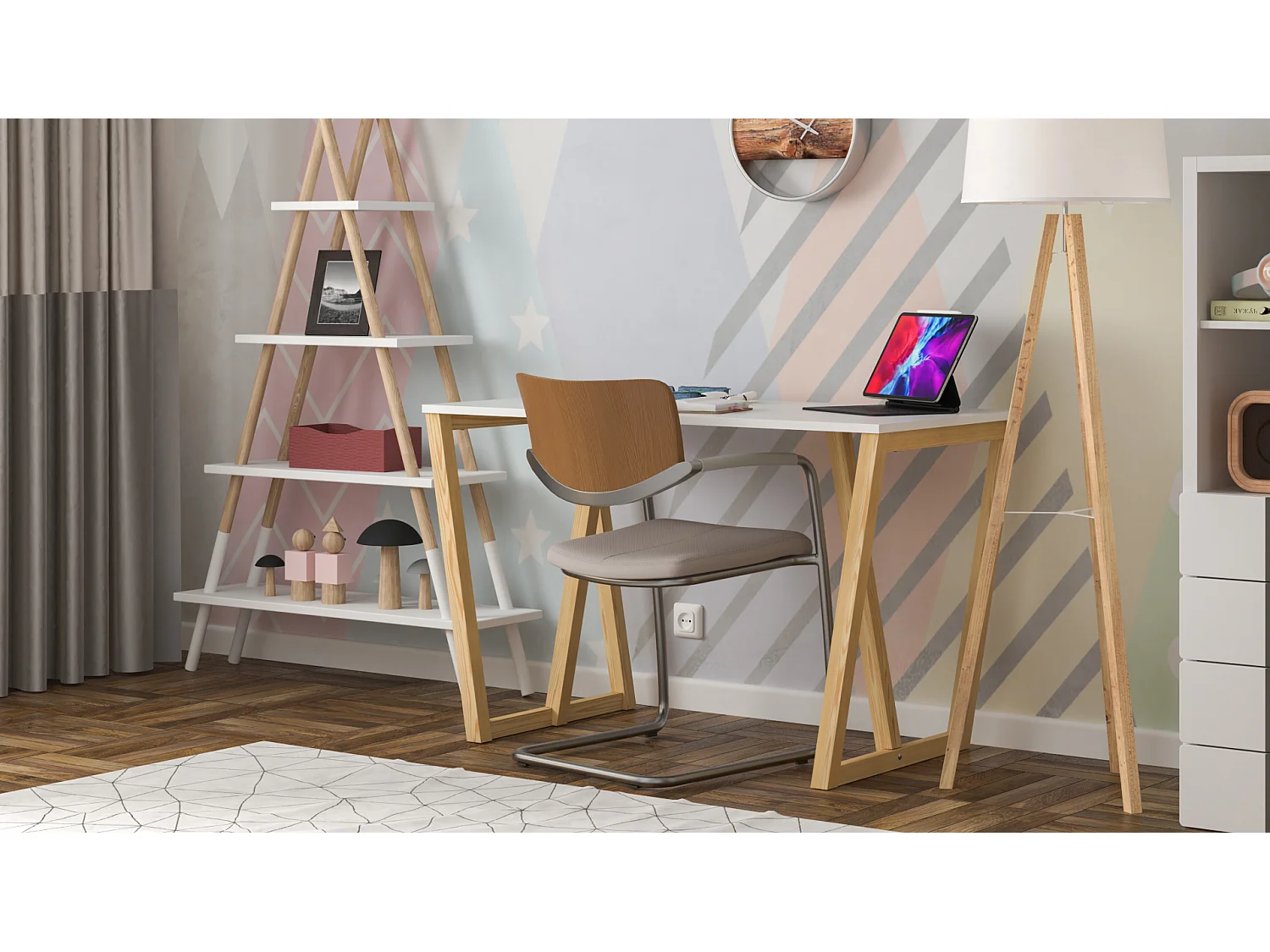 Bureau enfant en pin massif 120x60 naturel