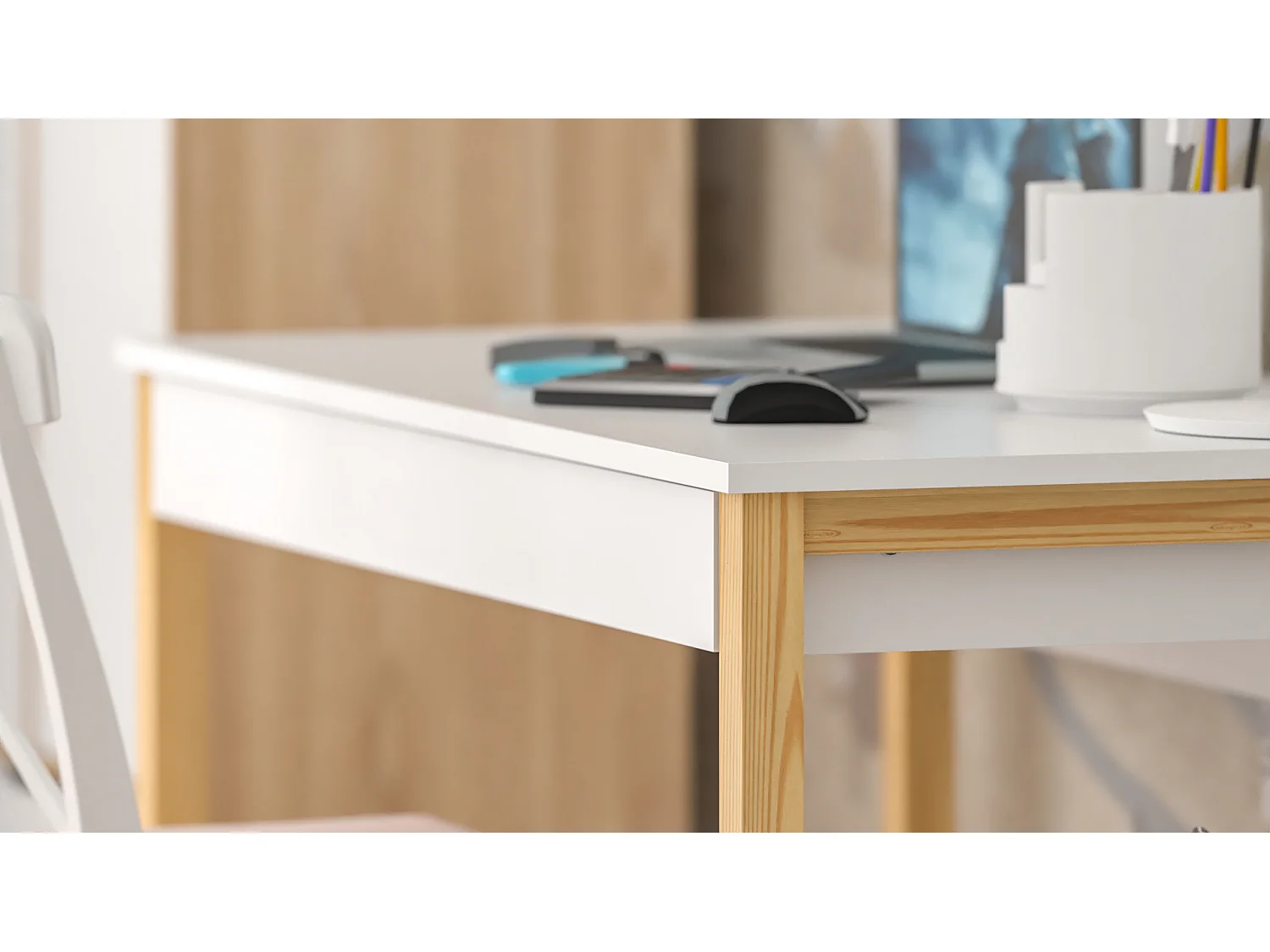 Bureau enfant en pin massif 120x60 jaune