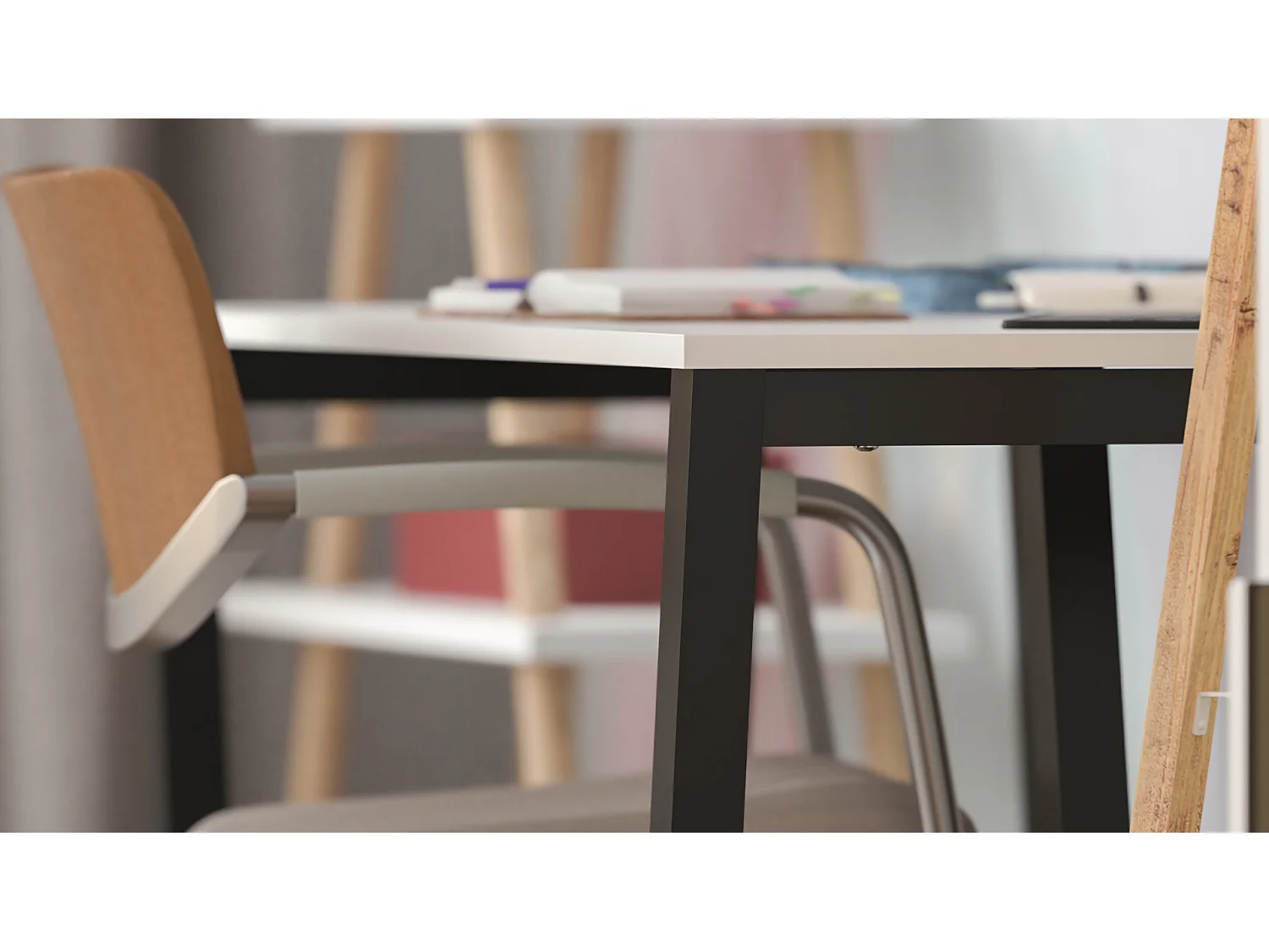 Bureau pour garçon en pin massif 120x60 noir