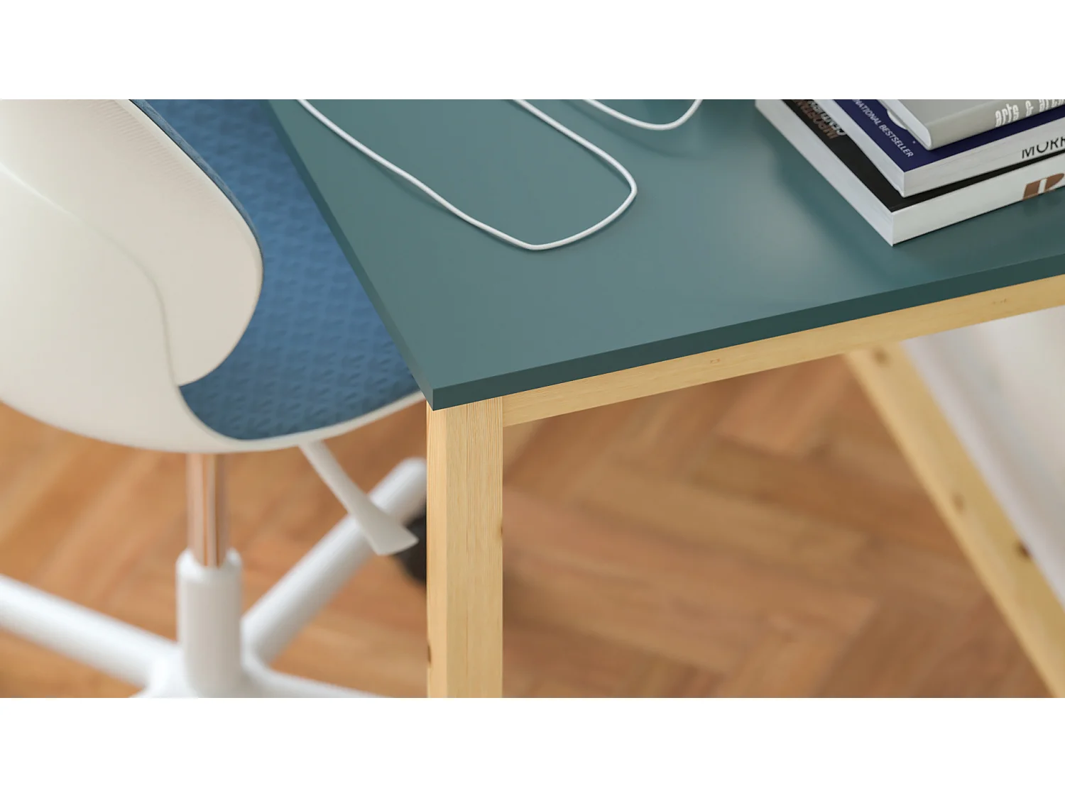 Bureau enfant en pin massif 120x60 bleu