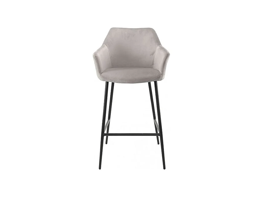 Chaise haute de bar en velours marron et piétement métal noir - CHIC