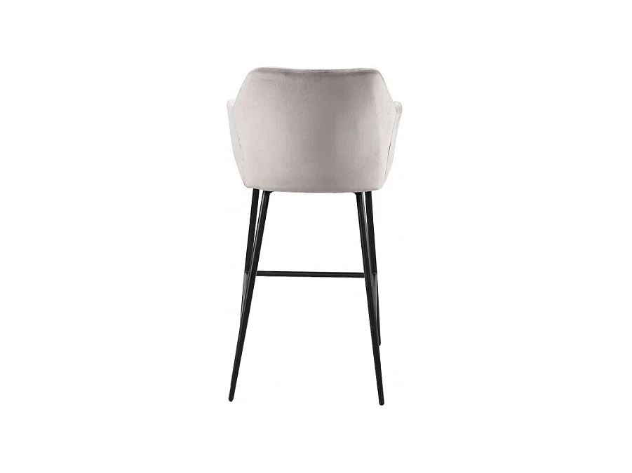 Chaise haute de bar en velours marron et piétement métal noir - CHIC