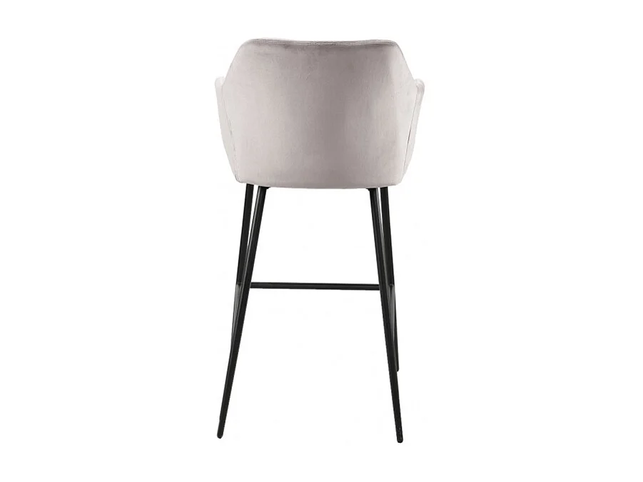 Chaise haute de bar en velours marron et piétement métal noir - CHIC