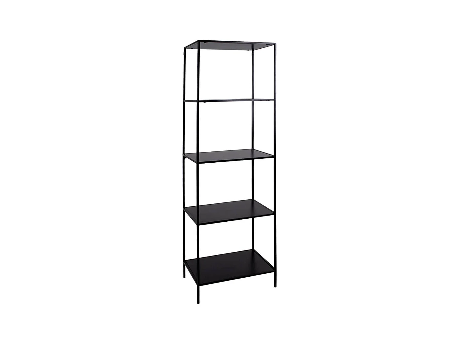 HARALD - Etagère 5 Plateaux Acier Noir et Aspect Bois Noir