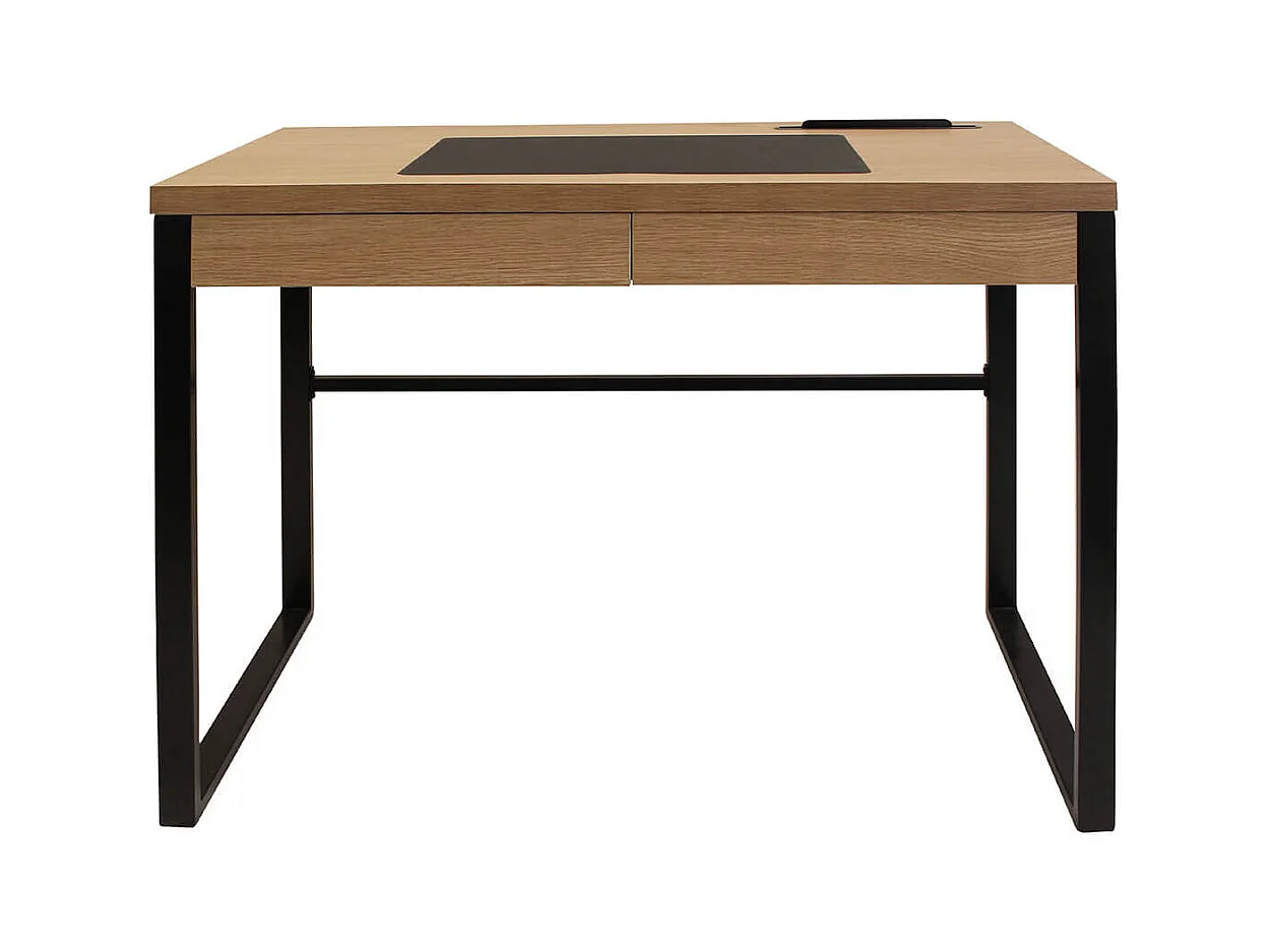 CALEB - Bureau Plateau Effet Bois et Piètement Noir