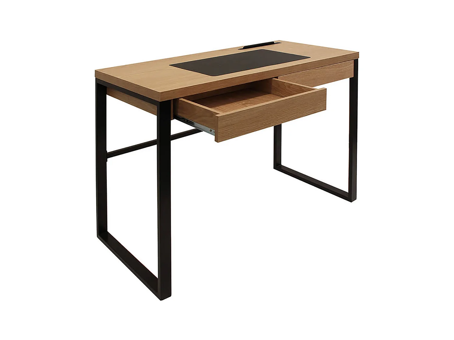 CALEB - Bureau Plateau Effet Bois et Piètement Noir