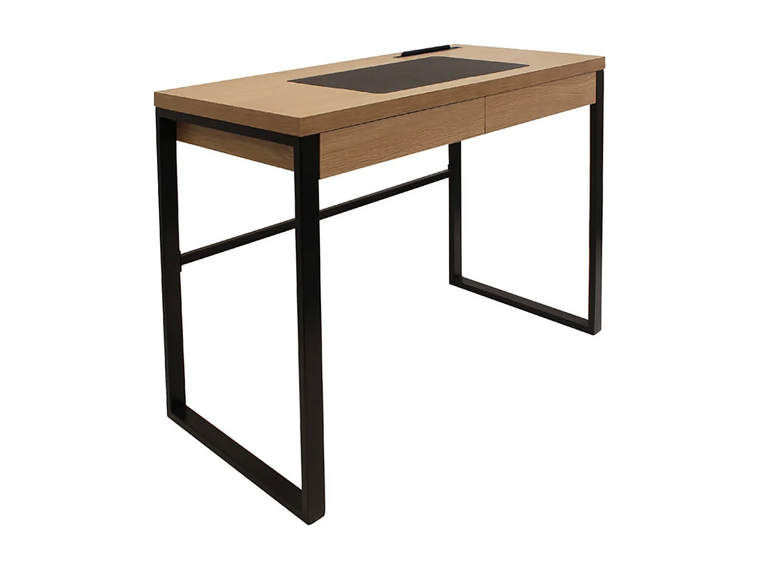 CALEB - Bureau Plateau Effet Bois et Piètement Noir