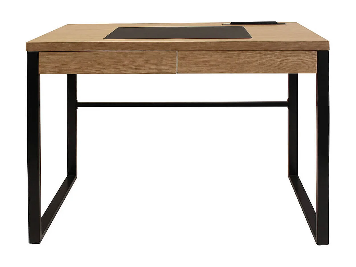 CALEB - Bureau Plateau Effet Bois et Piètement Noir