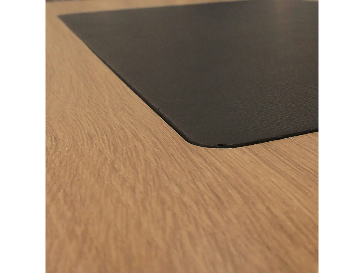 CALEB - Bureau Plateau Effet Bois et Piètement Noir