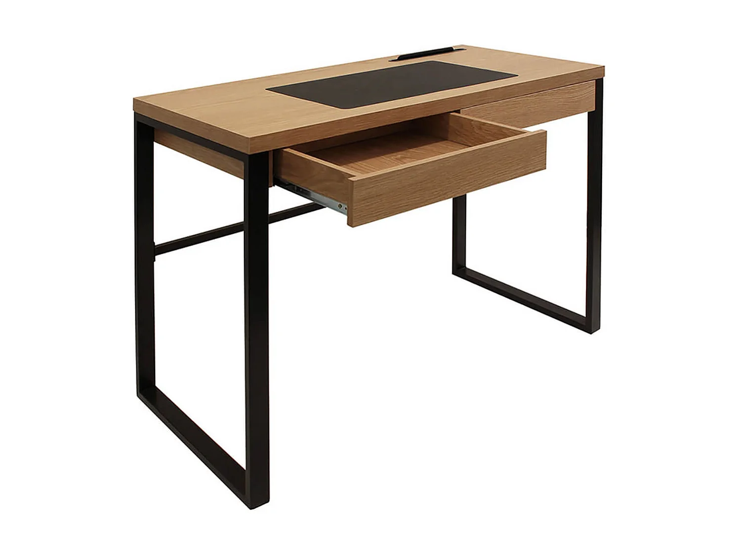 CALEB - Bureau Plateau Effet Bois et Piètement Noir