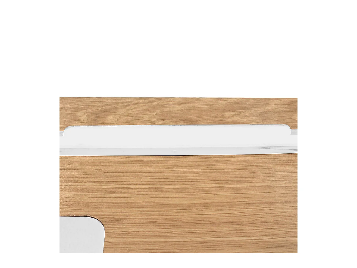 CALEB - Bureau Plateau Effet Bois et Piètement Blanc