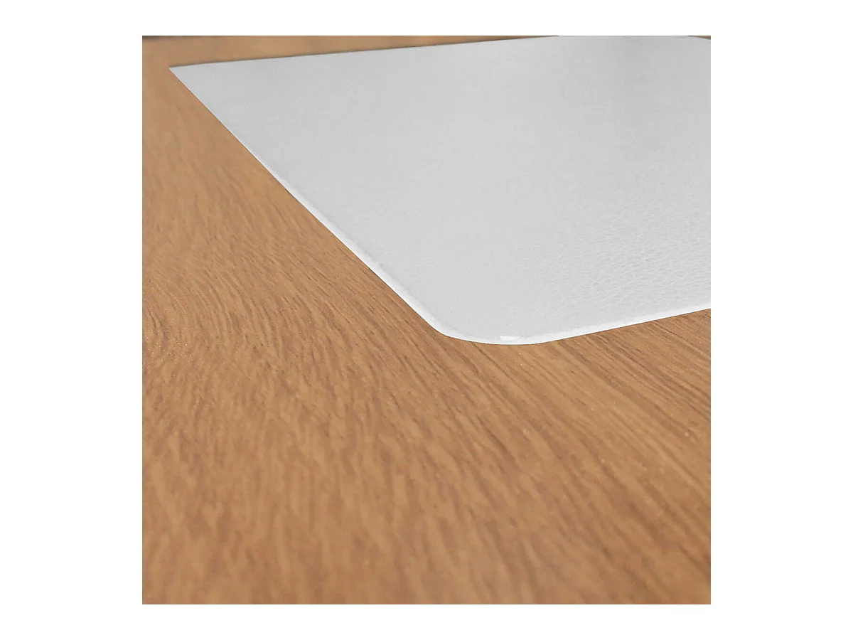 CALEB - Bureau Plateau Effet Bois et Piètement Blanc