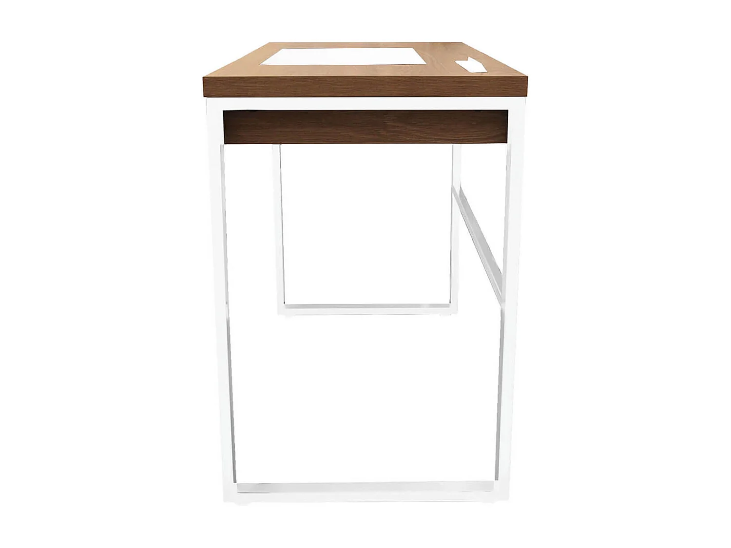 CALEB - Bureau Plateau Effet Bois et Piètement Blanc