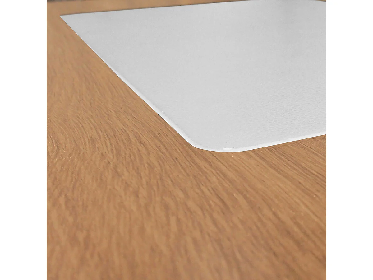 CALEB - Bureau Plateau Effet Bois et Piètement Blanc