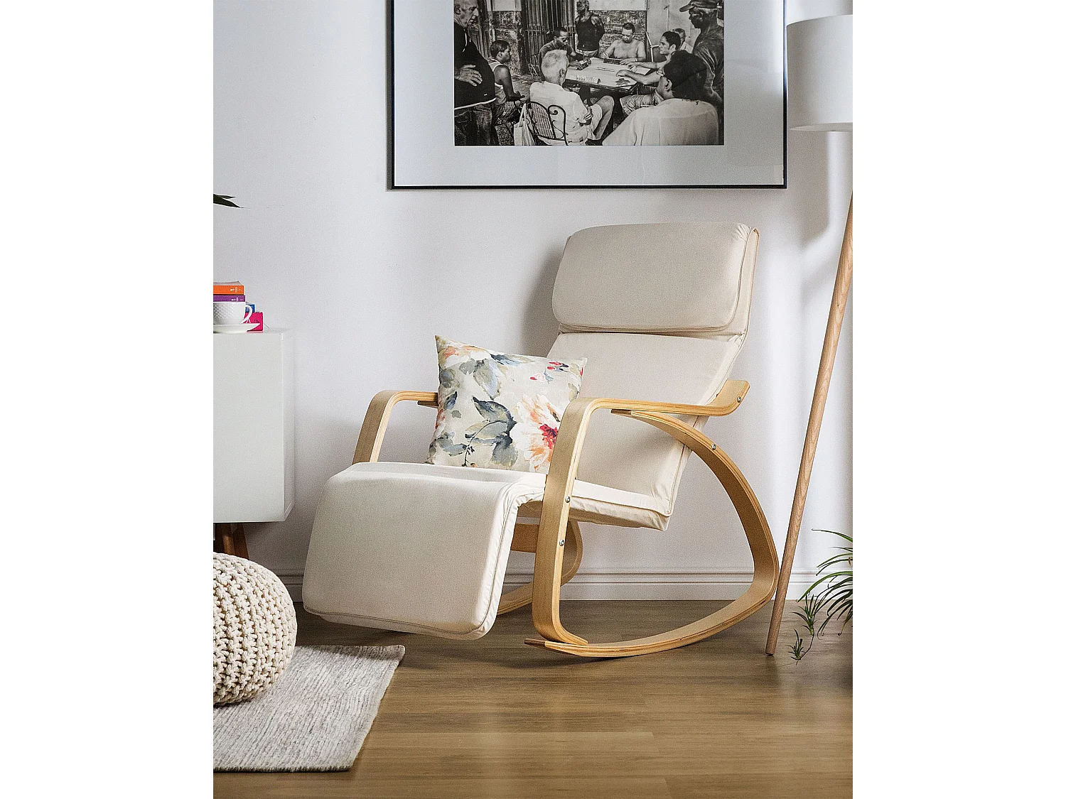 Fauteuil à bascule WESTON Tissu Beige clair