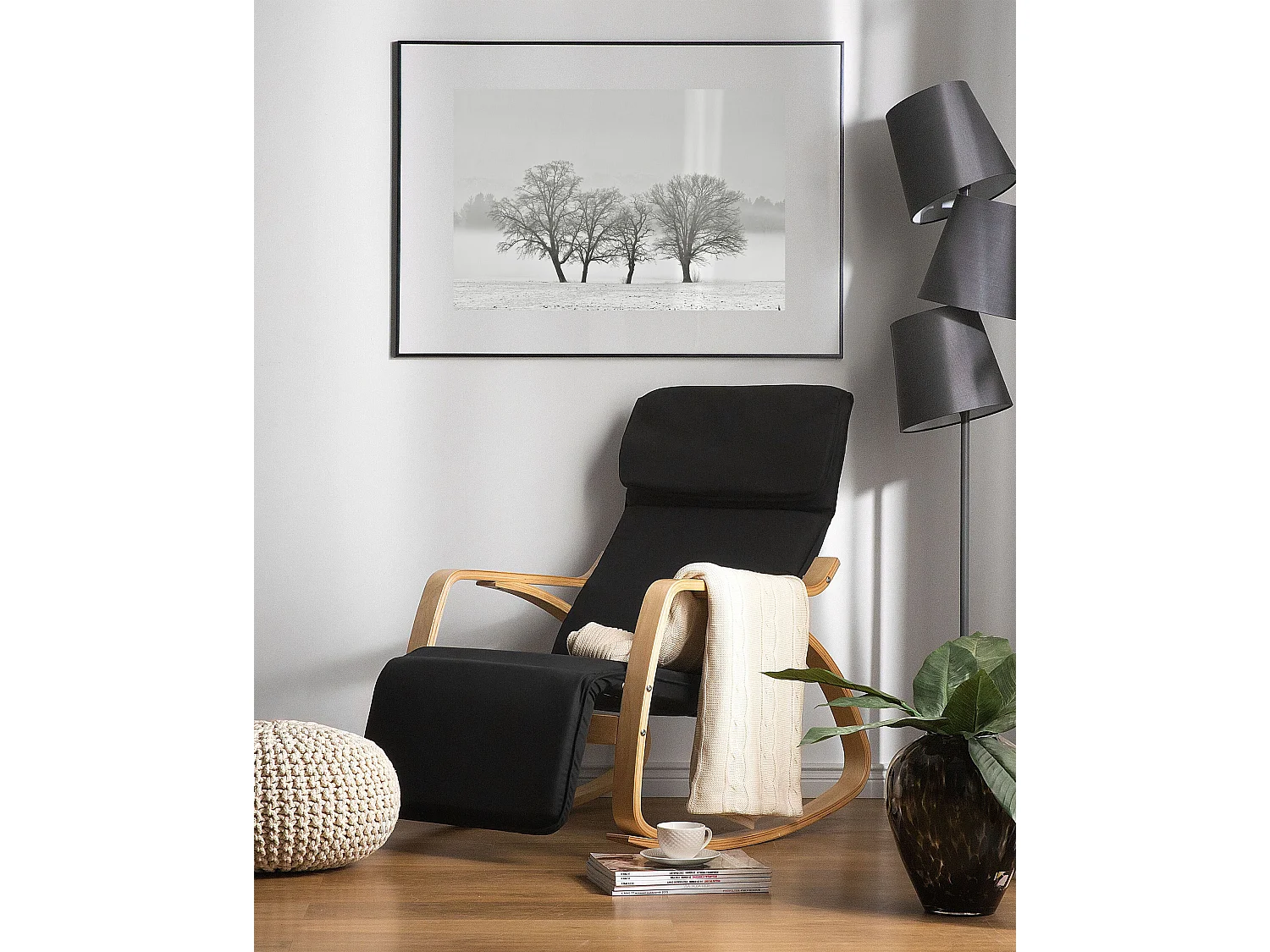 Poltrona de Baloiço WESTON Tecido Preto