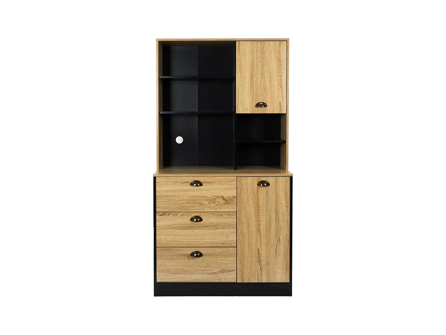 DINAJ - Buffet Vaisselier Multi-Rangement Aspect Bois