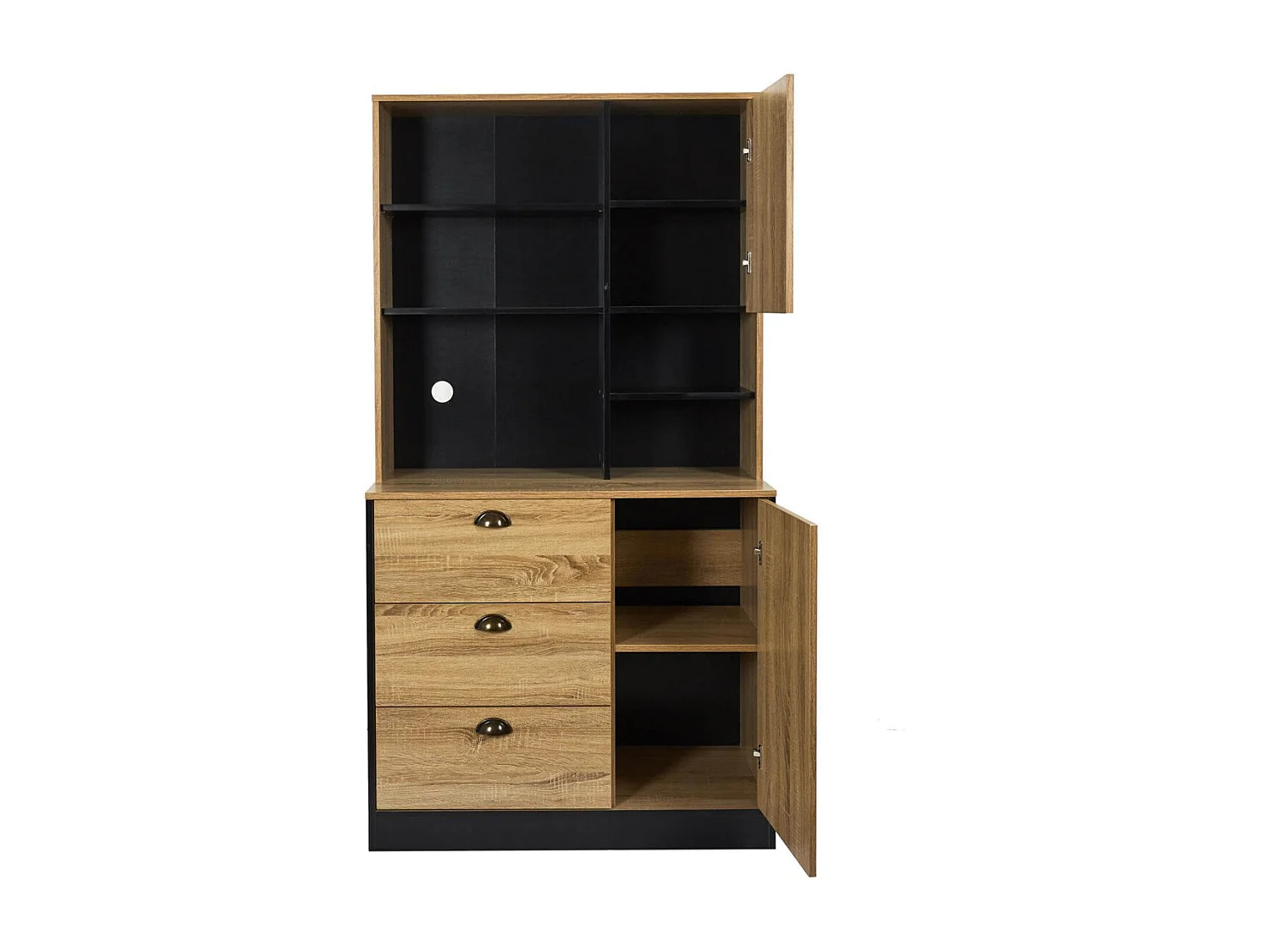 DINAJ - Buffet Vaisselier Multi-Rangement Aspect Bois