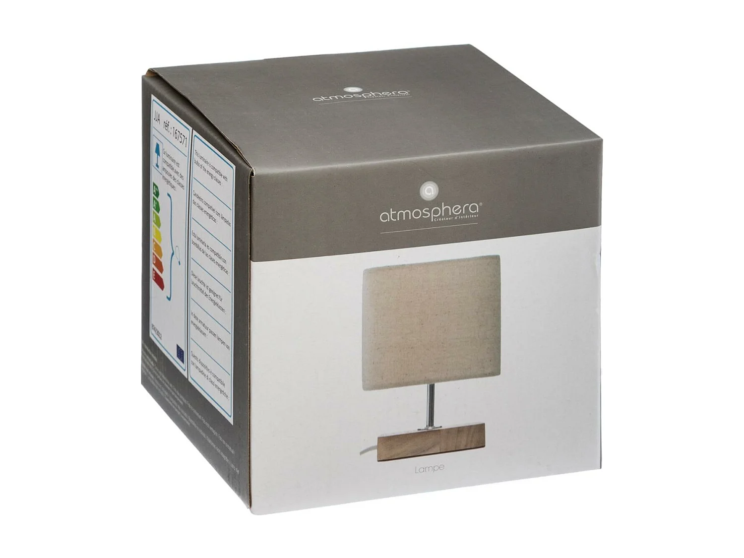 Lampe mit skandinavischem Holzsockel 14.5 x 14.5 x 21 cm