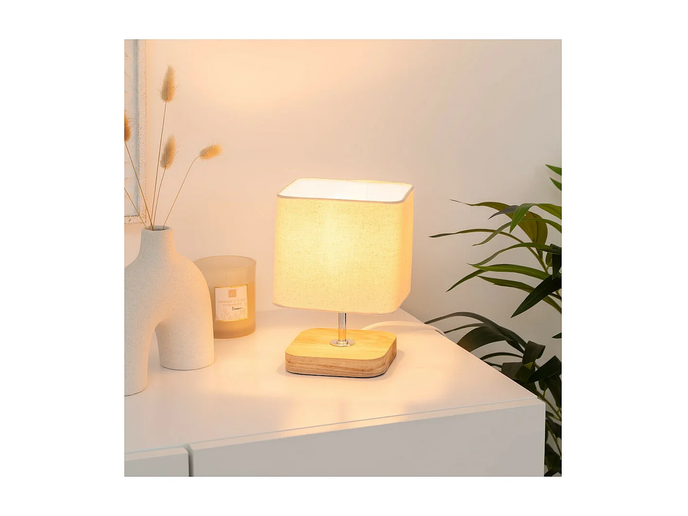 Lampe à poser en Bois de Pin H 21 cm