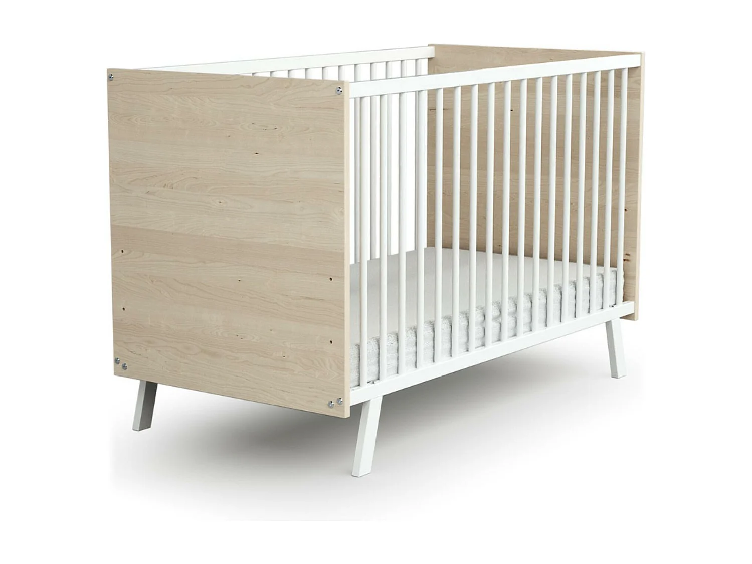 Lit bébé en bois CARNAVAL Blanc et Bouleau 60 x 120 cm