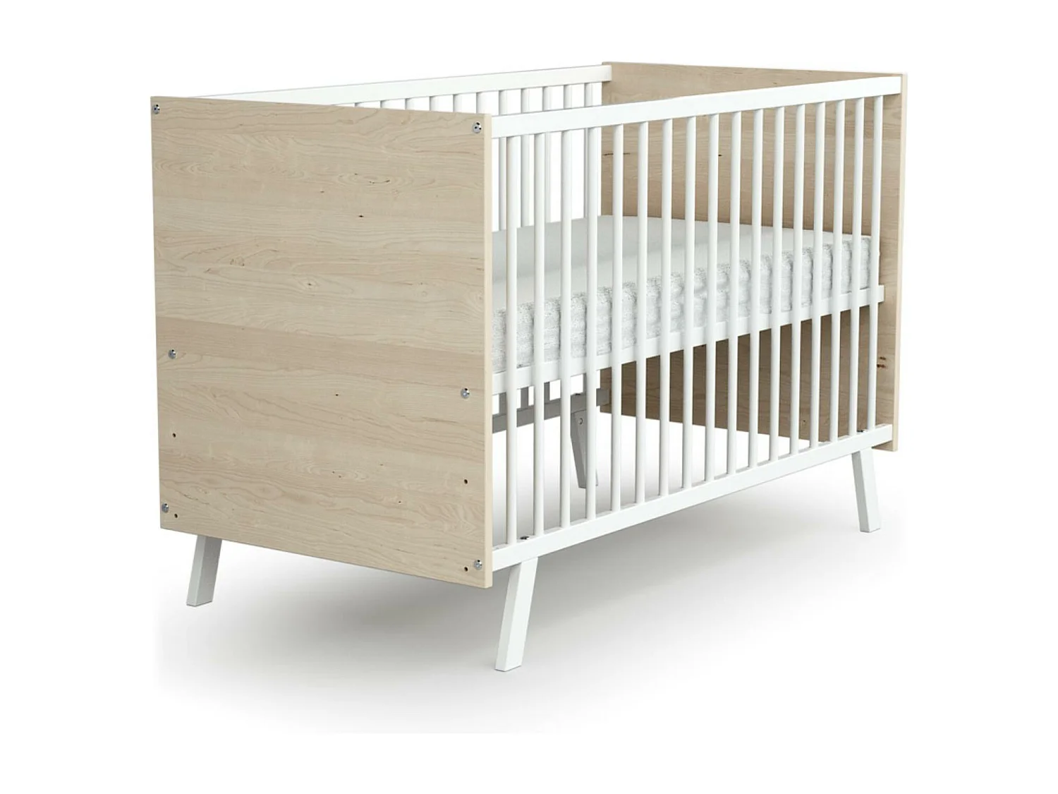 Lit bébé en bois CARNAVAL Blanc et Bouleau 60 x 120 cm