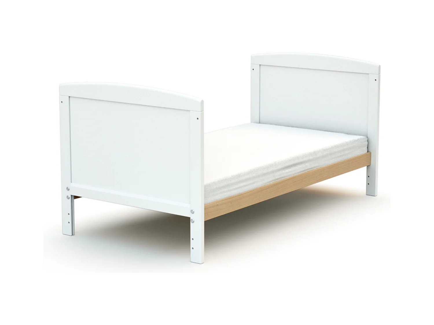 Lit bébé évolutif en bois ESSENTIEL Blanc et Hêtre Verni 60 x 120 cm